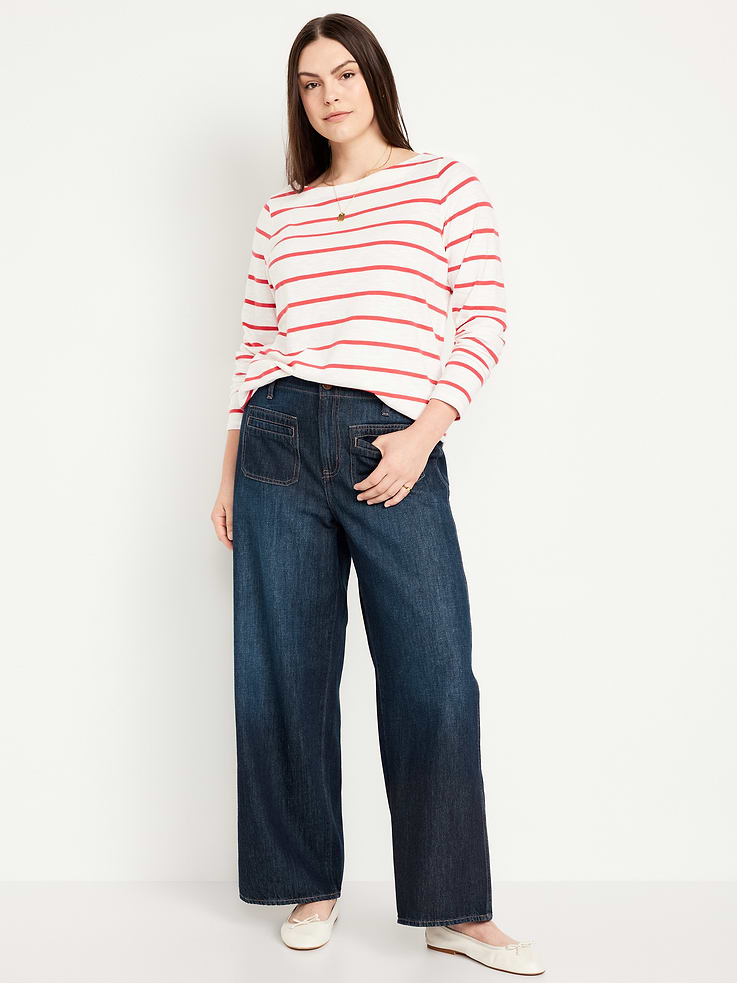 Image 5 of 8, High-Waisted Baggy Wide-Leg Trouser Jeans