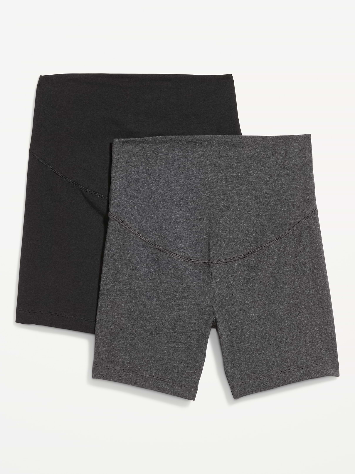 Image number 1 showing, Maternity Full-Panel Biker Shorts 2-Pack -- 6-inch inseam