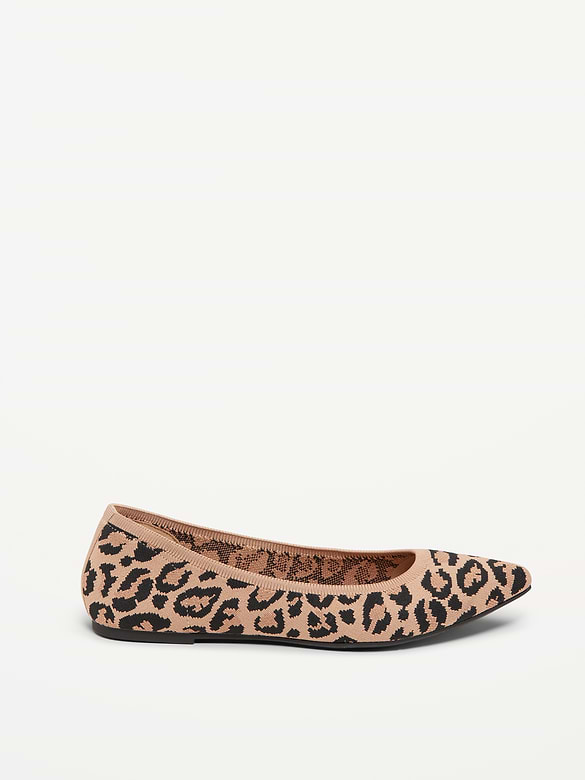 Soft-Knit Pointed-Toe Ballet Flats