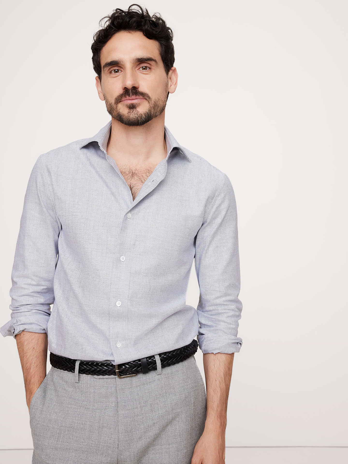 Image number 1 showing, Slim-Fit Italian Cotton Poplin Dress Shirt