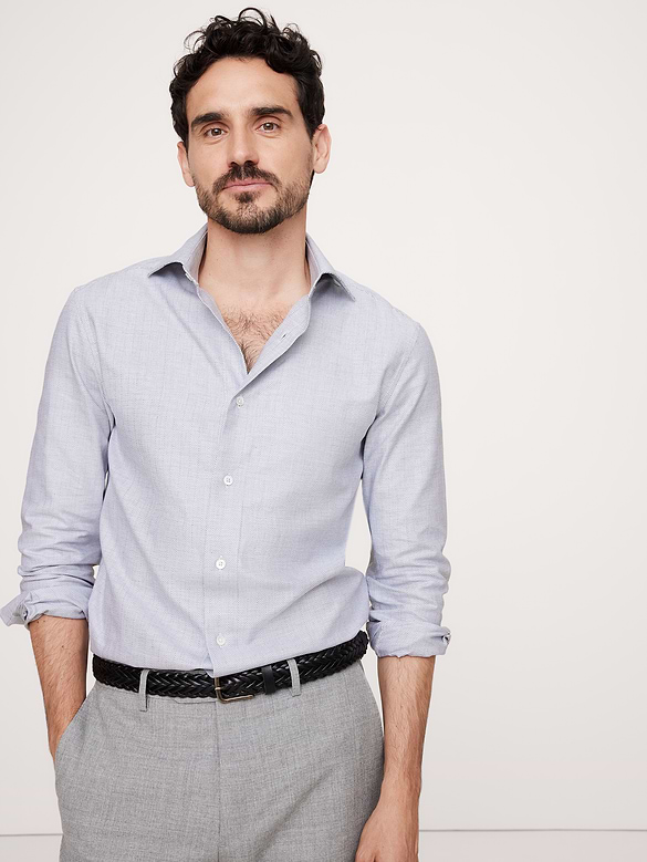 Chemise habillée ajustée en popeline italienne