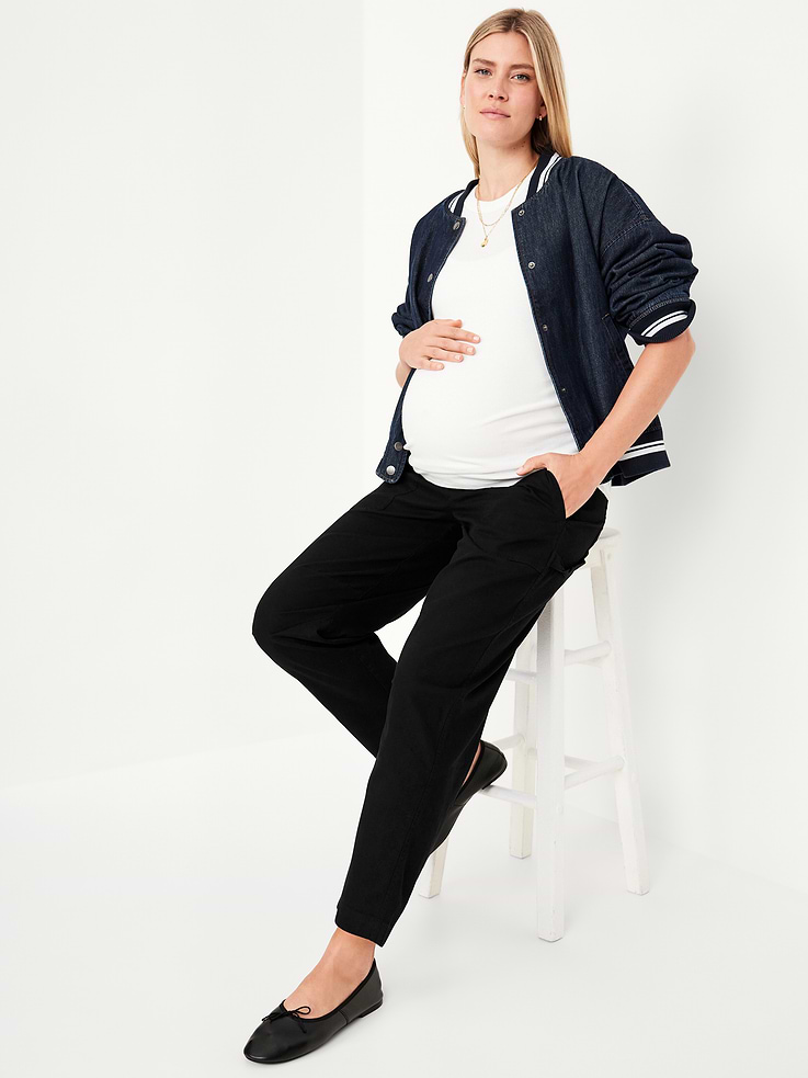 Image 3 of 5, Maternity Rollover Waist Pulla Utility Pants