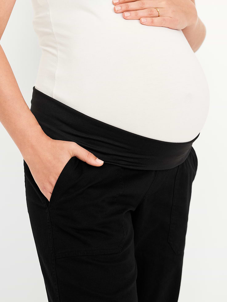 Image 5 of 5, Maternity Rollover Waist Pulla Utility Pants