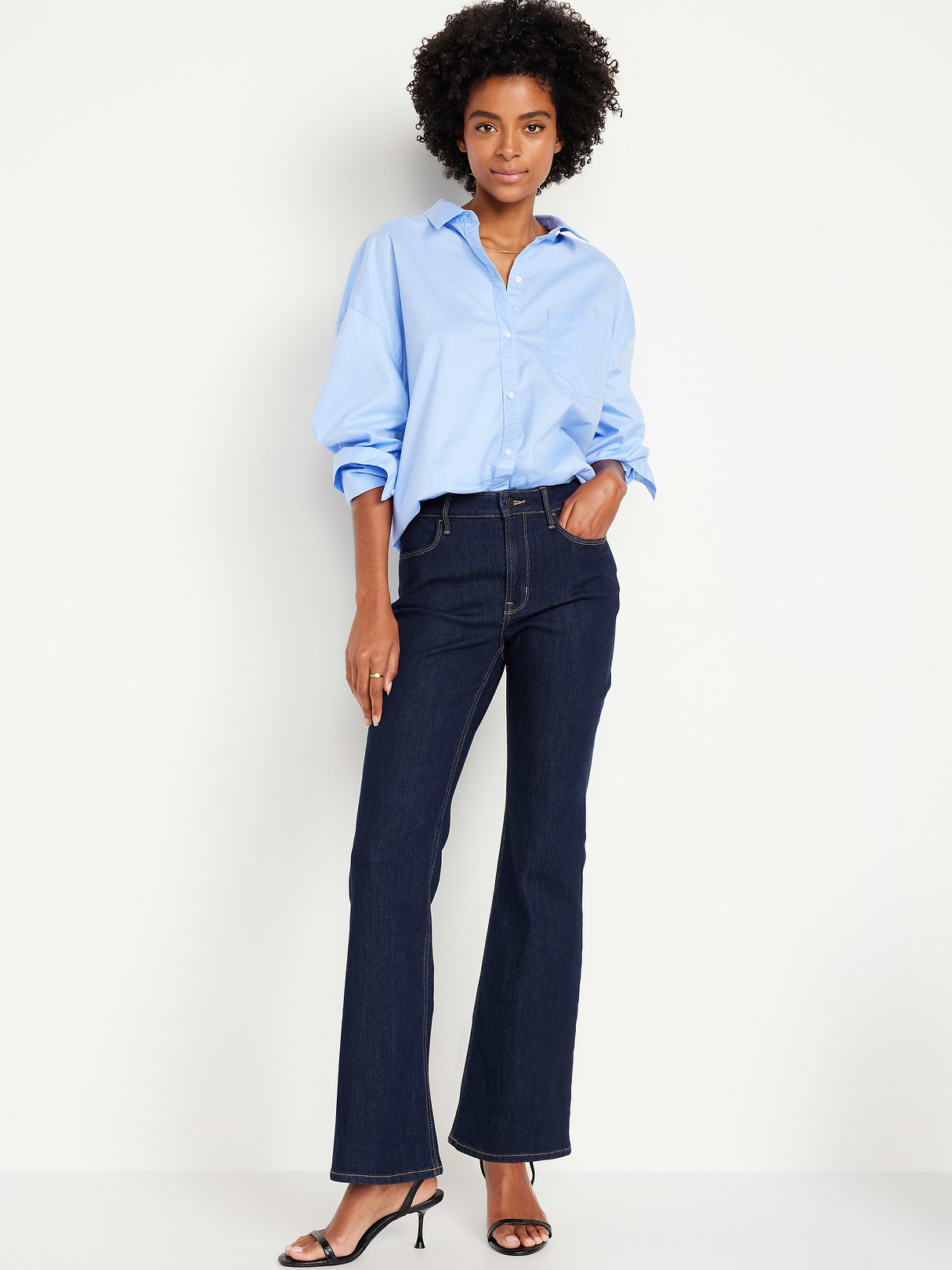 High-Waisted Wow Flare Jeans - Dark Wash by Old Navy