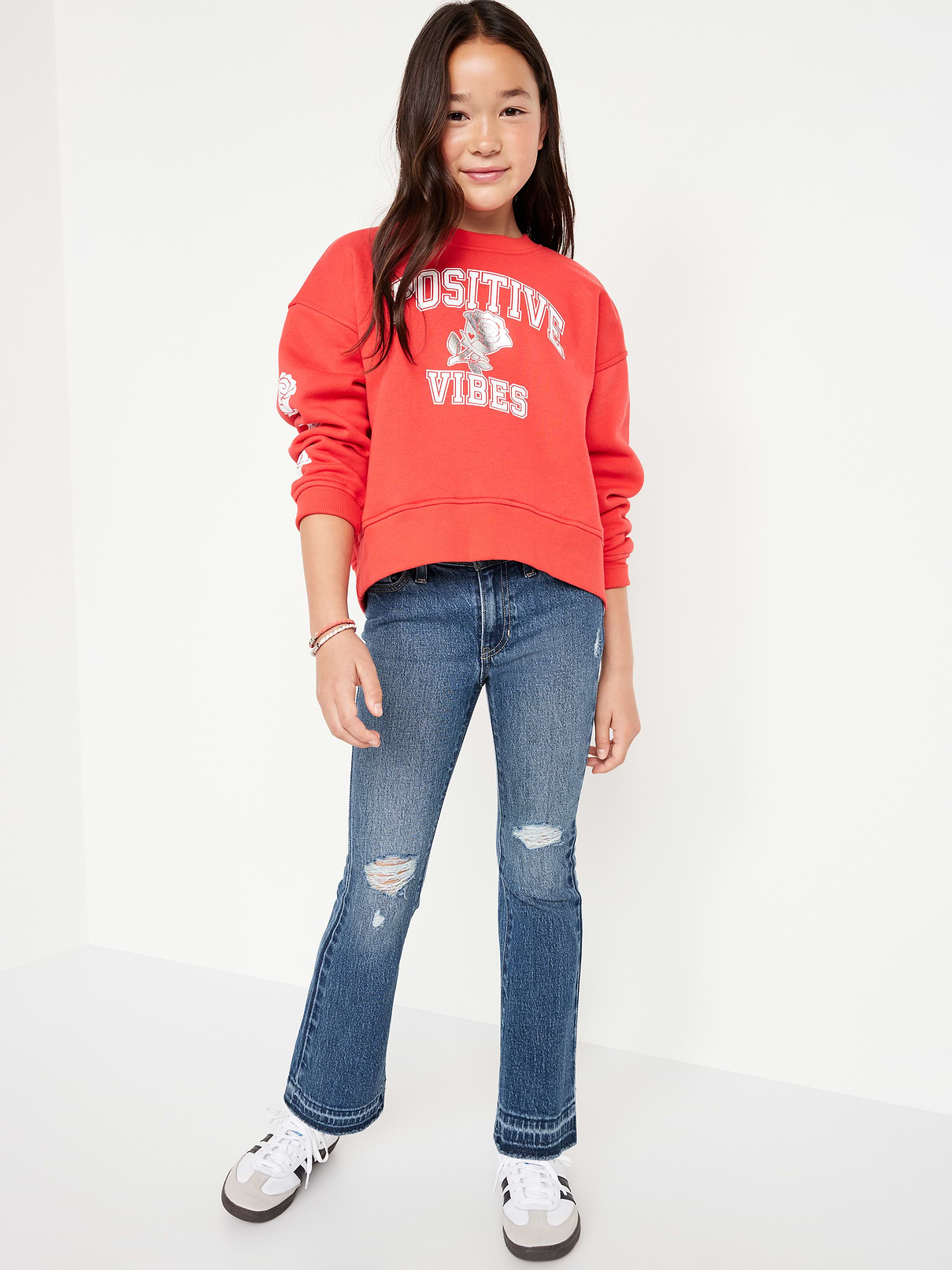 Image number 3 showing, High-Waisted Ripped Flare Jeans for Girls
