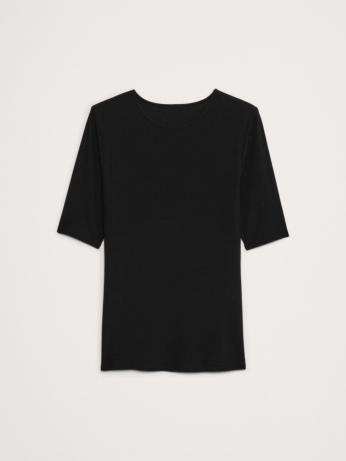 L'image numéro 5 présente T-shirt côtelé à manches aux coudes