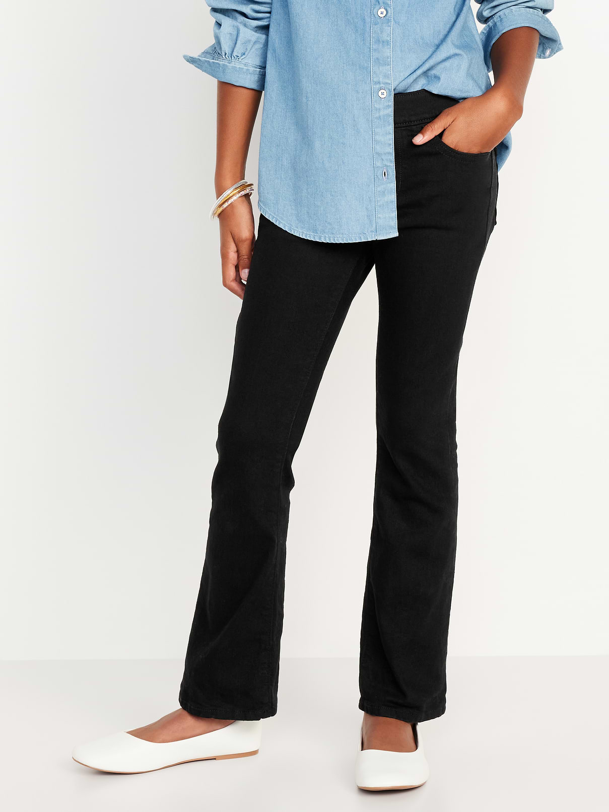 L'image numéro 1 présente Jean Wow semi-évasé à taille extensible pour fille