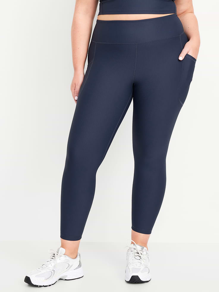Image number 7 showing, High-Waisted PowerSoft Ribbed Pocket Leggings