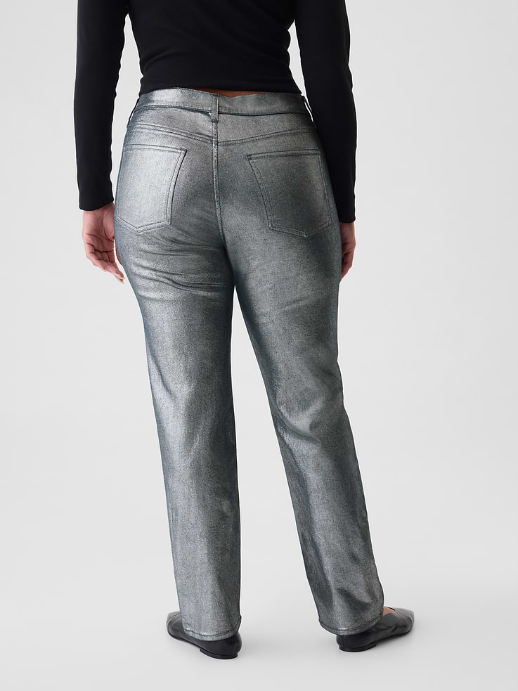 Image number 6 showing, High Rise Metallic '90s Slim Straight Jeans