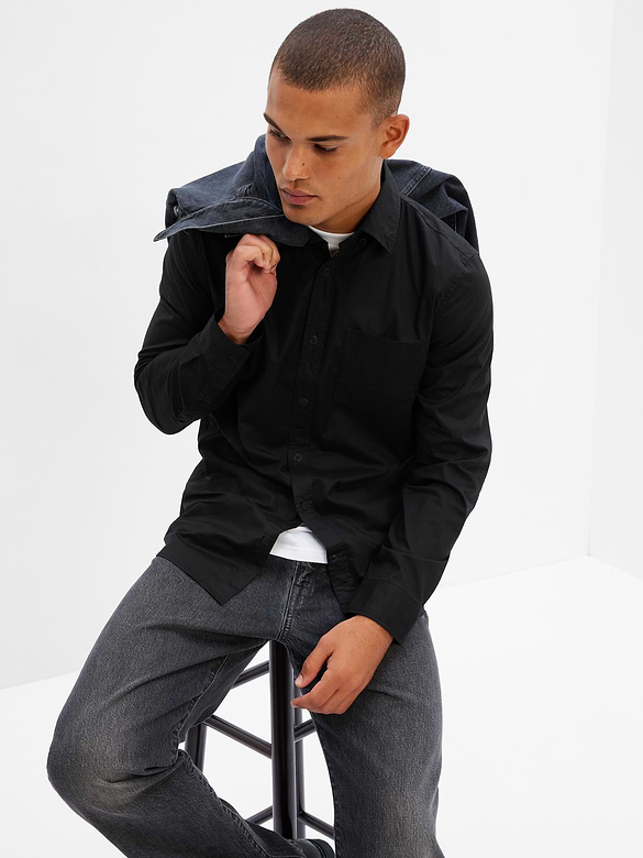 Stretch Poplin Shirt in Slim Fit