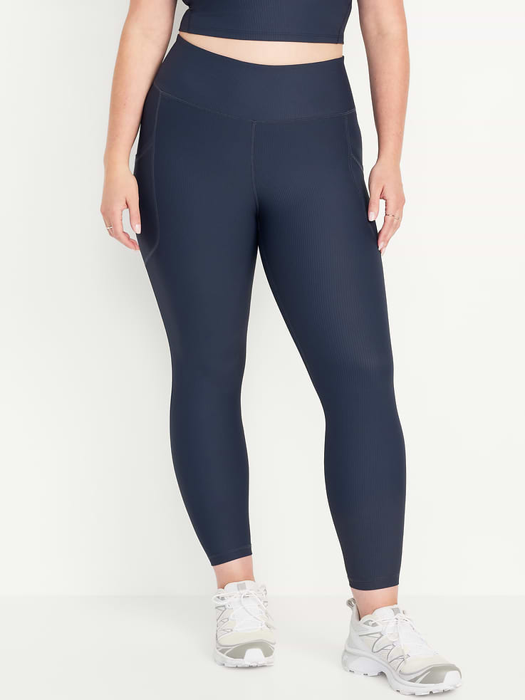 Image number 5 showing, High-Waisted PowerSoft Ribbed Pocket Leggings