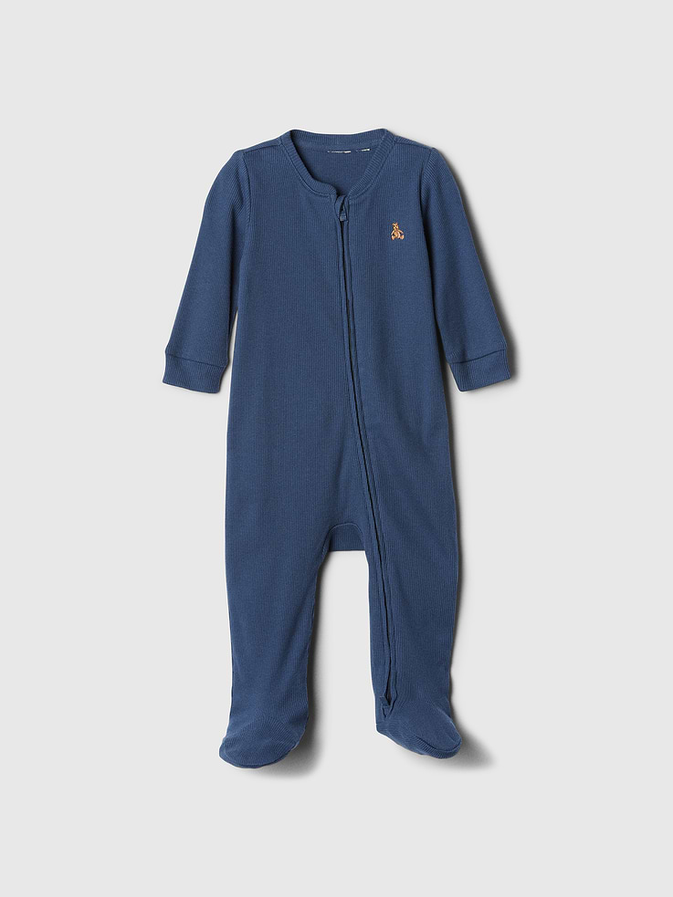 Image number 1 showing, Baby Ribbed Two-Way Zip One-Piece