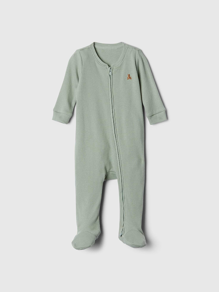 Image number 1 showing, Baby Ribbed Two-Way Zip One-Piece