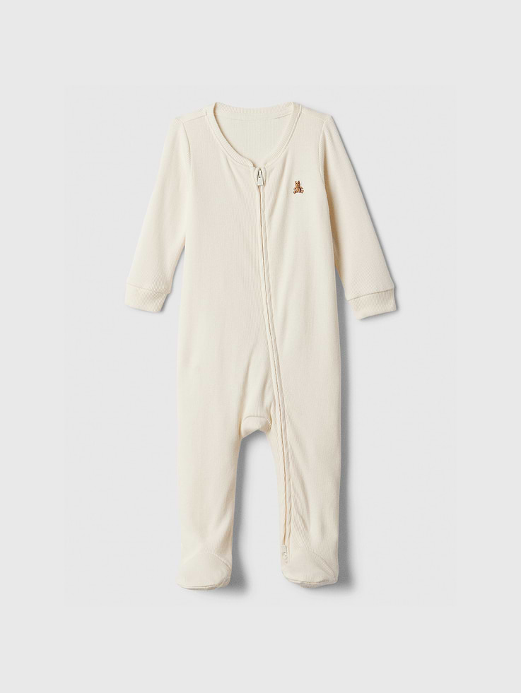 Image number 1 showing, Baby Ribbed Two-Way Zip One-Piece