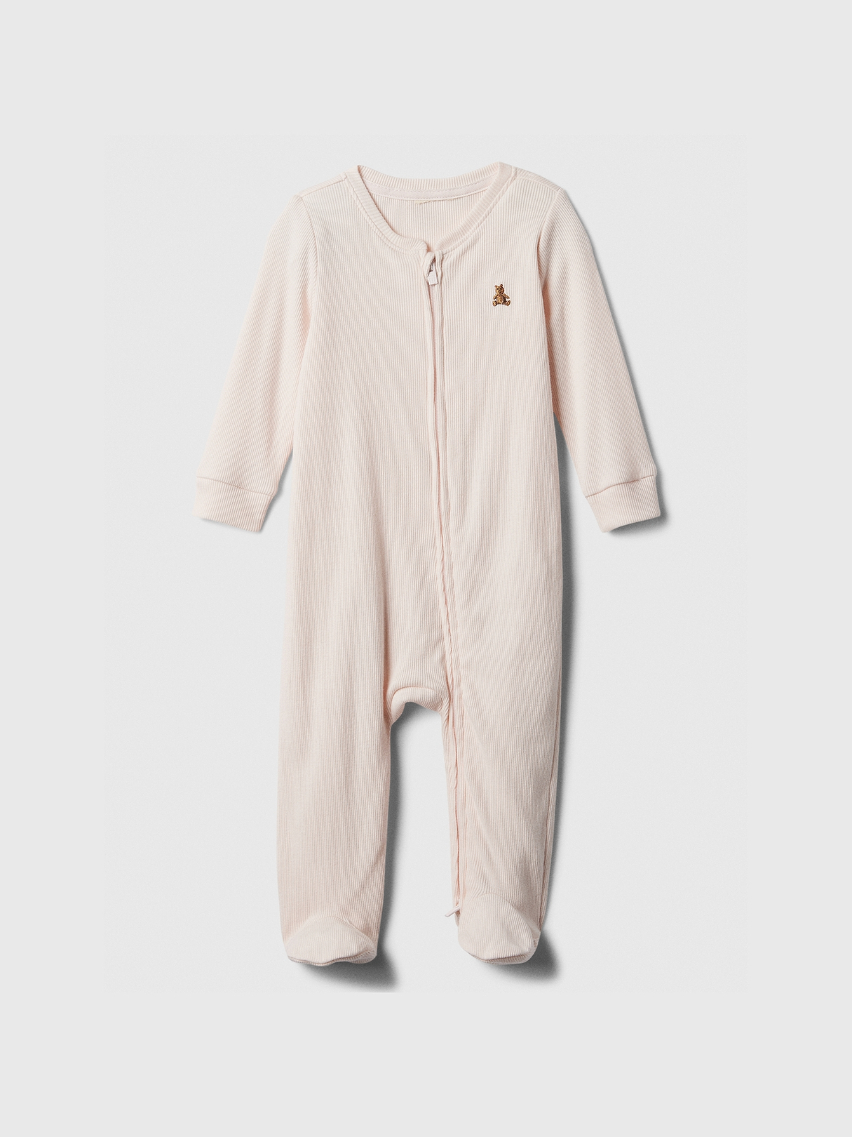 【新品】Tie.Me double-zip pleated one-piece Baby Ribbed Two-Way Zip One-Piece | Gap Factory