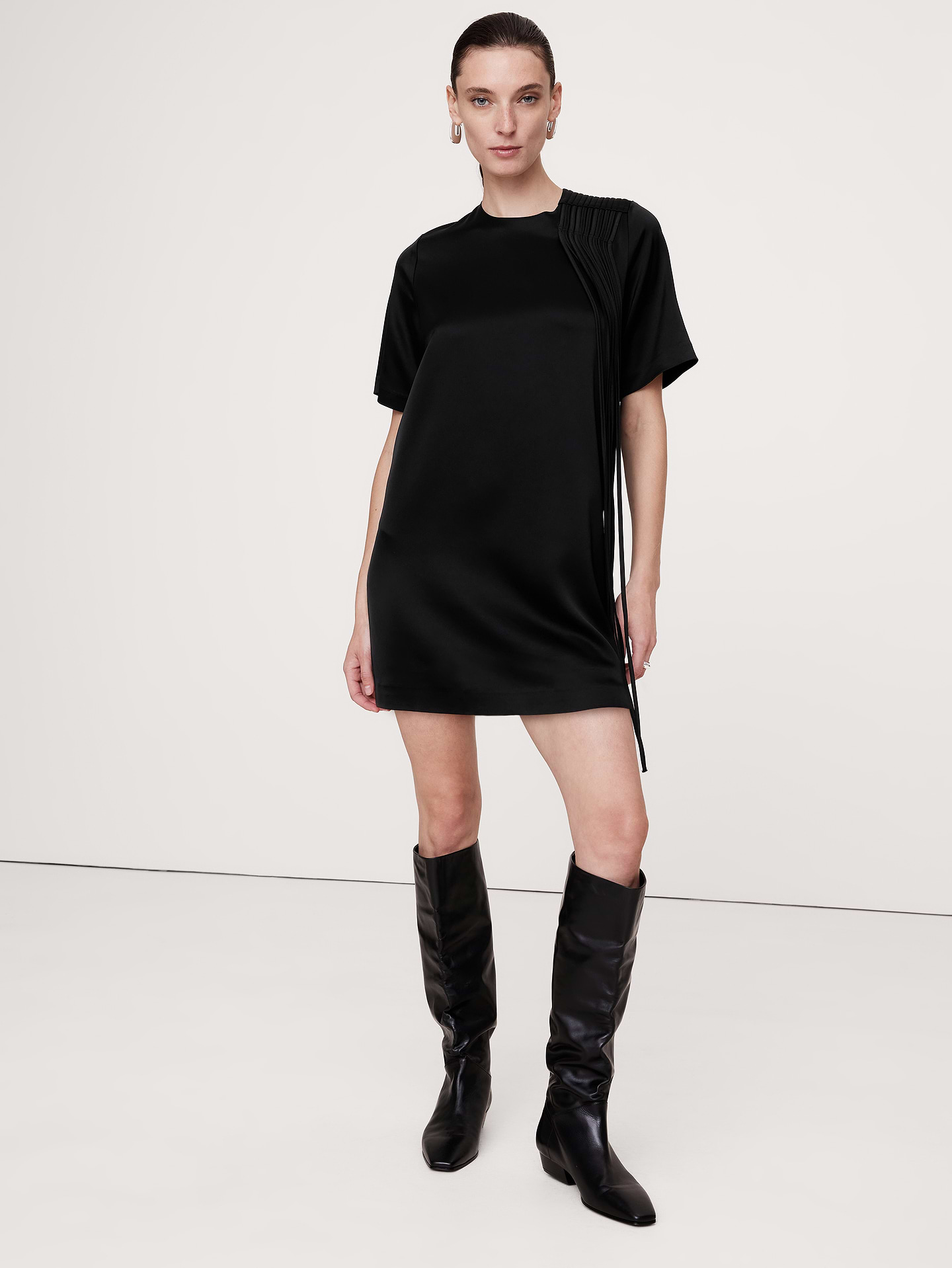 Image number 1 showing, Satin Fringe Shift Dress