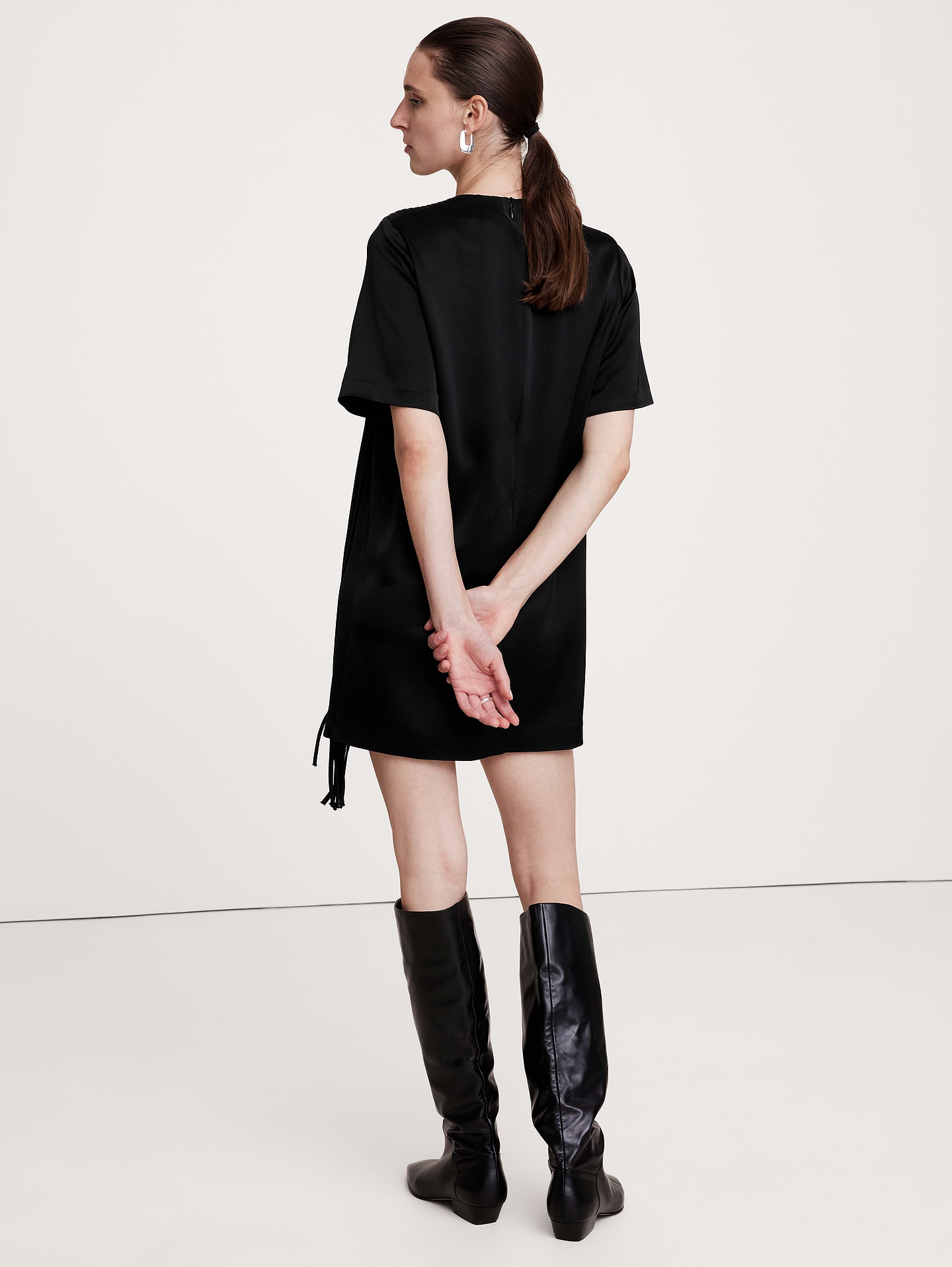 Image number 3 showing, Satin Fringe Shift Dress