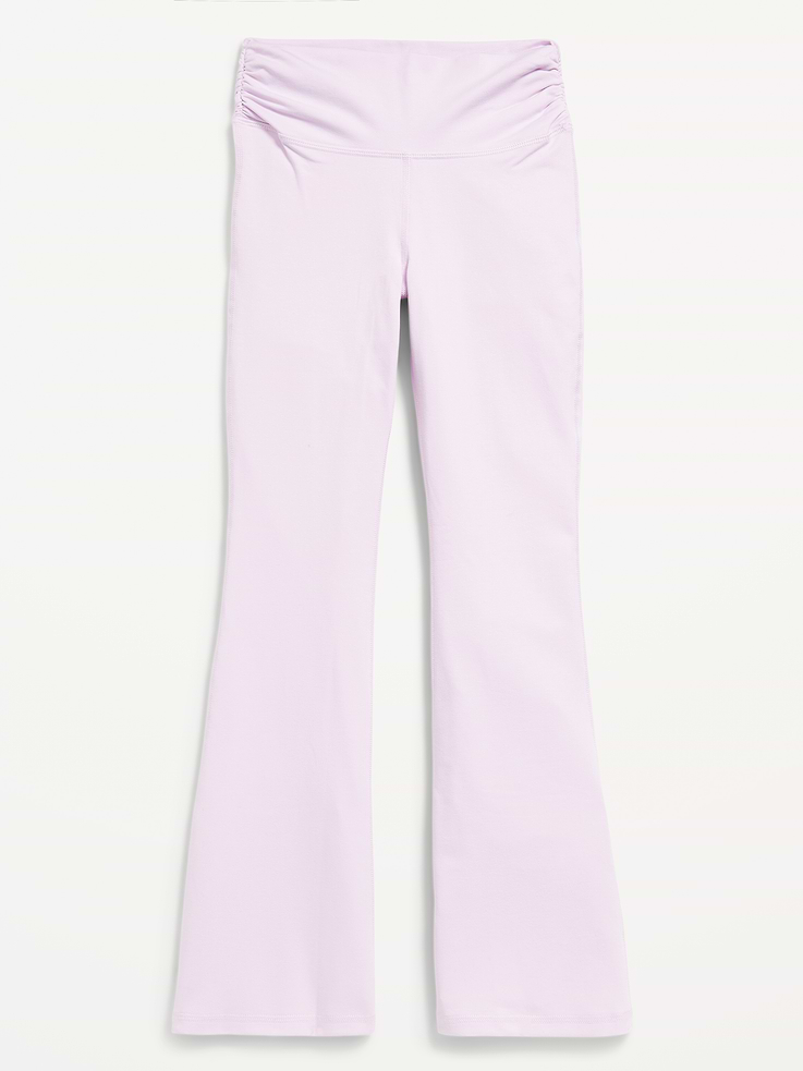 Image 4 of 6, High-Waisted PowerChill Side-Ruched Flared Leggings for Girls