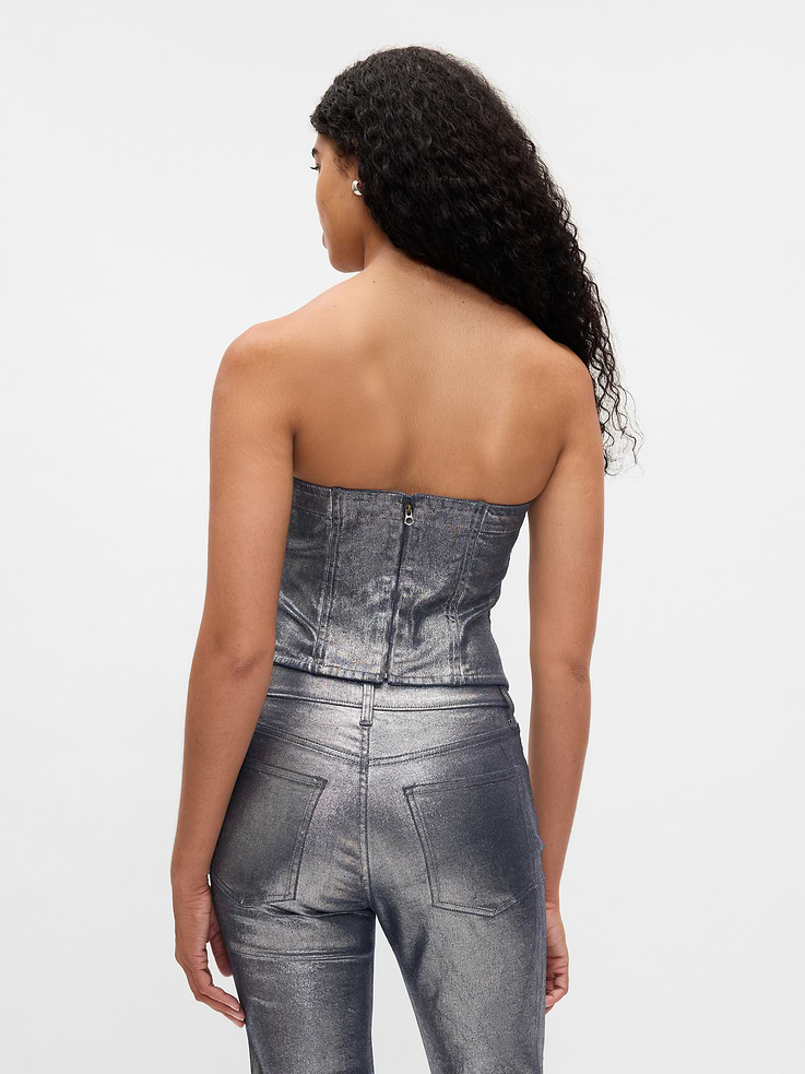 Image 2 of 5, Strapless Foil Corset Top