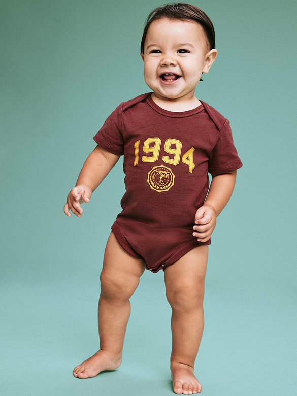 '94 Short-Sleeve Logo-Graphic Bodysuit for Baby