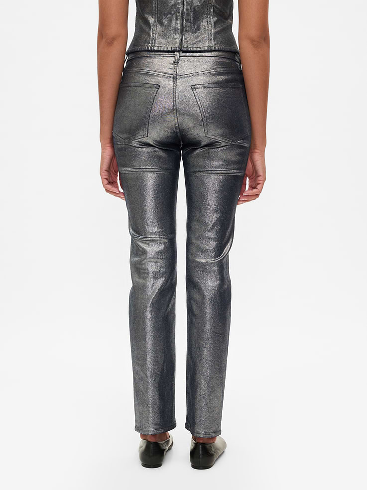 Image number 4 showing, High Rise Metallic '90s Slim Straight Jeans