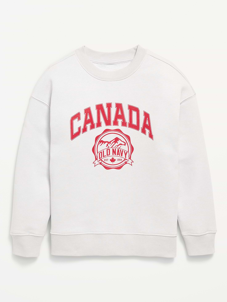 Image 1 of 2, crew neck, long sleeves, drop shoulders, logo graphic, banded hem, Product #676583