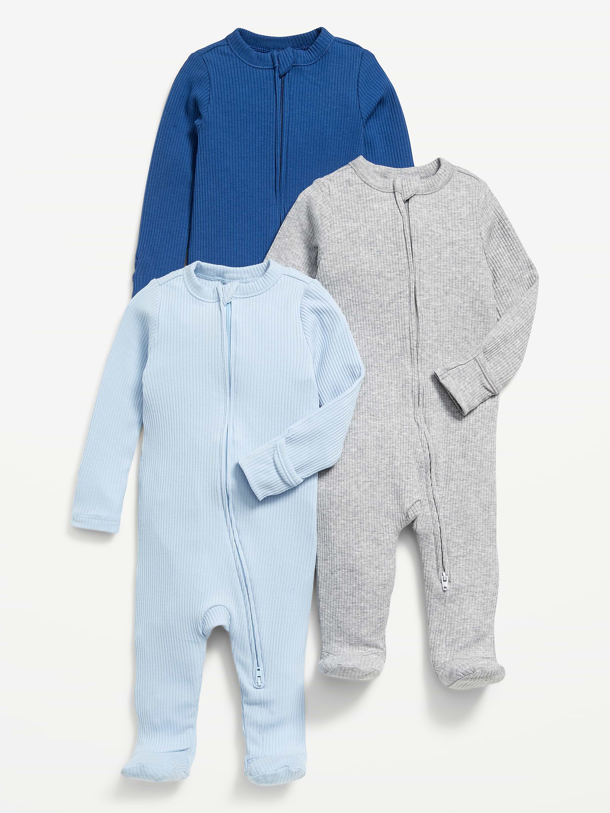 Image number 1 showing, 2-Way-Zip Sleep & Play Footed One-Piece 3-Pack for Baby
