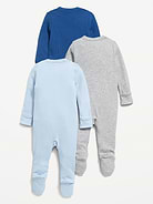 Image number 2 showing, 2-Way-Zip Sleep & Play Footed One-Piece 3-Pack for Baby