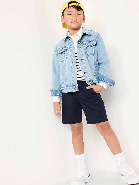 Short d’uniforme scolaire en sergé à Extensibilité intégrée pour Garçon (tombe au genou)