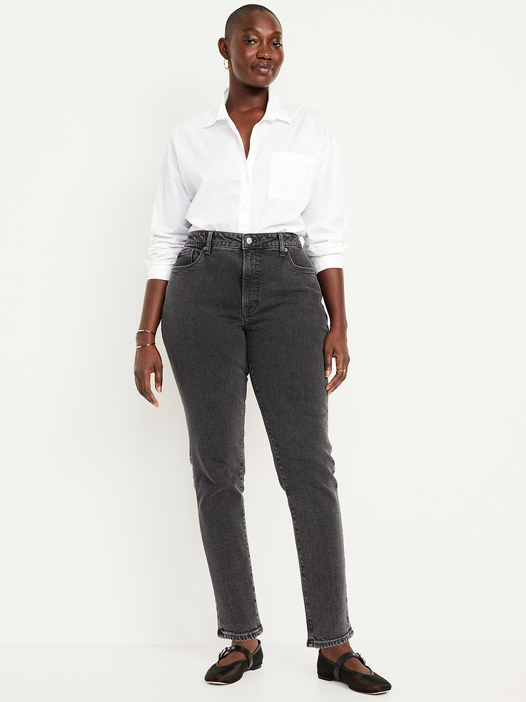 Image 5 of 10, Curvy High-Waisted OG Straight Ankle Jeans