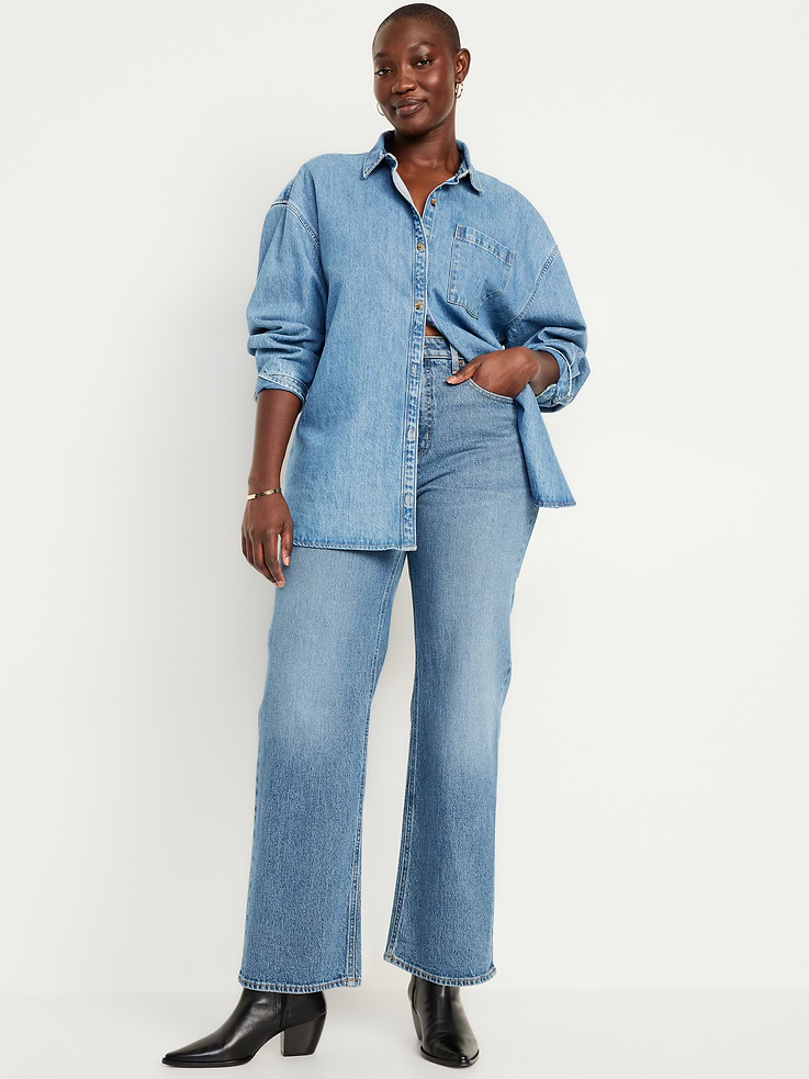 Image number 5 showing, Curvy Extra High-Waisted Wide-Leg Jeans