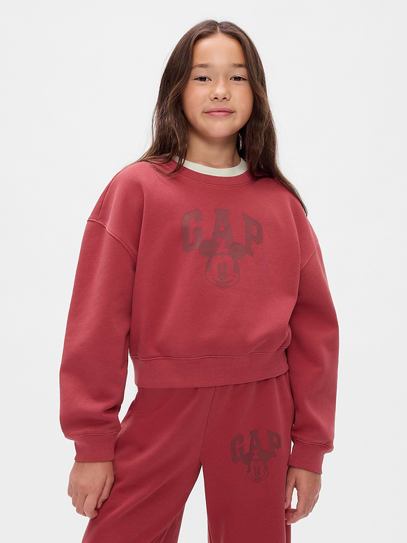 Gap × Disney Kids VintageSoft Mickey Mouse Logo Cropped Sweatshirt