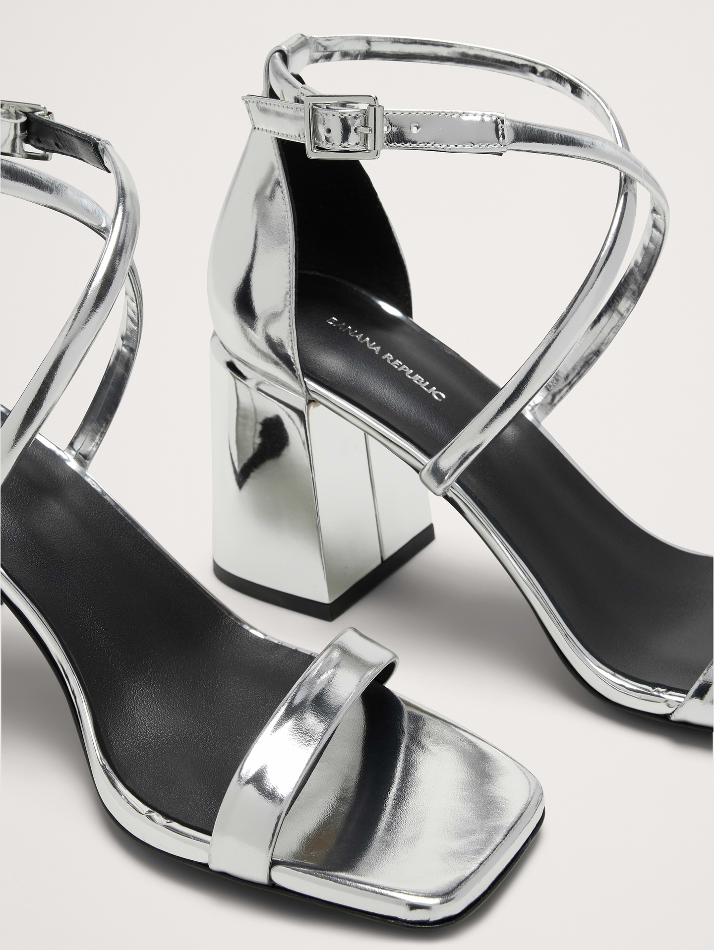 Image number 6 showing, Italian Metallic-Leather Block-Heel Sandal