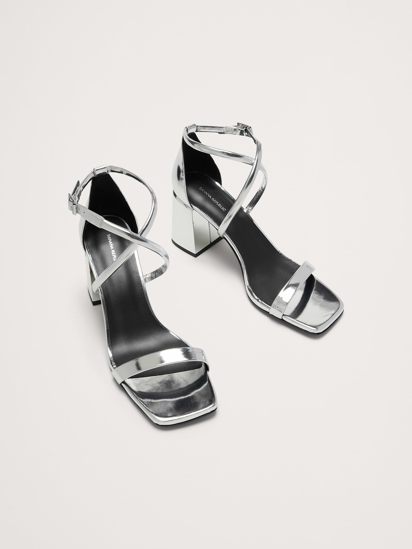 Image number 3 showing, Italian Metallic-Leather Block-Heel Sandal