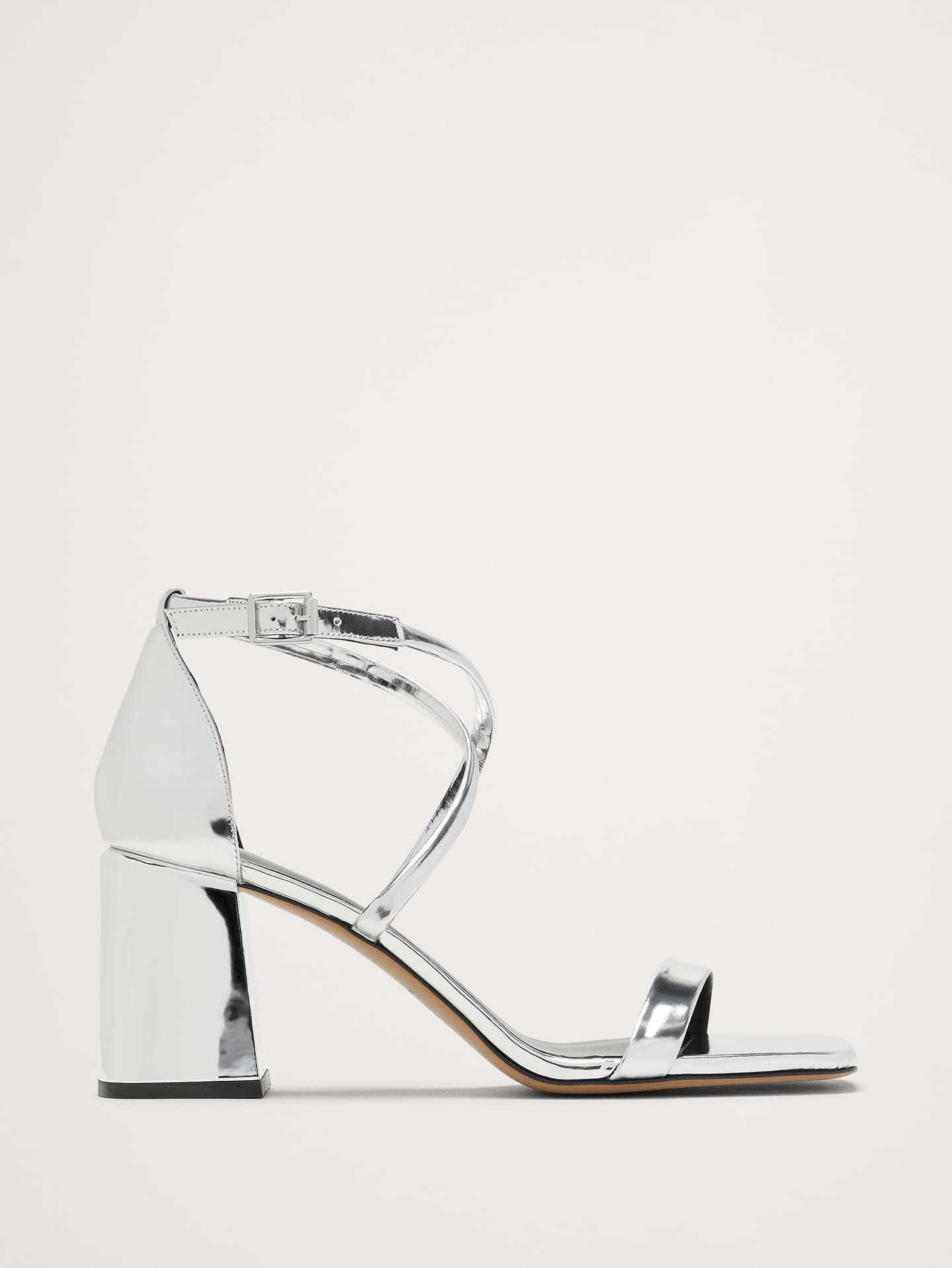 Image number 1 showing, Italian Metallic-Leather Block-Heel Sandal
