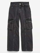 Image number 4 showing, High-Waisted Super Baggy Wide-Leg Cargo Jeans for Girls