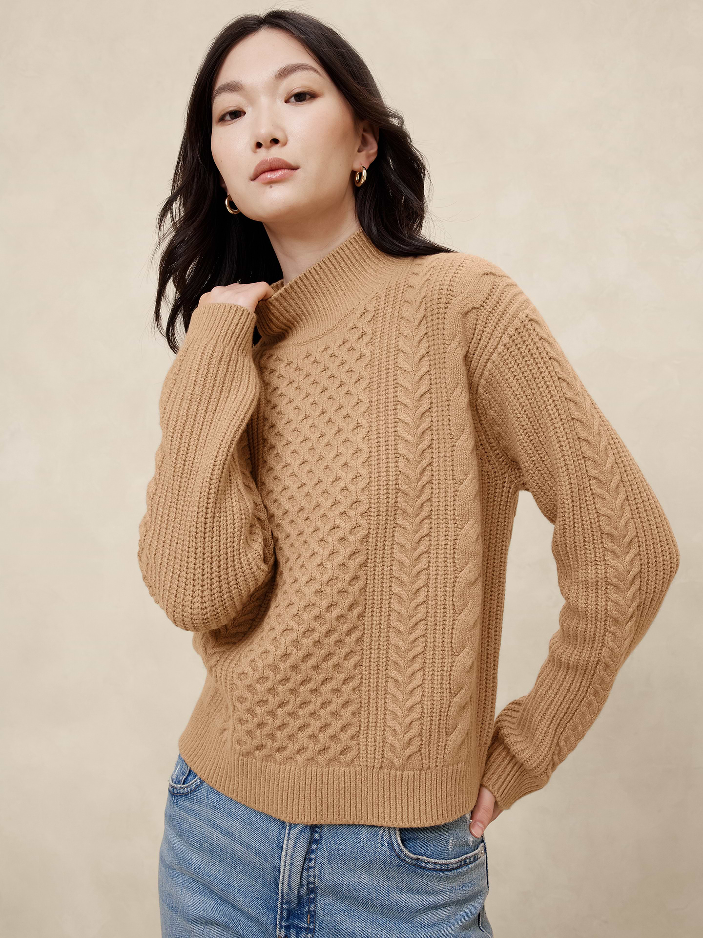 Image 1 of 4, Turtleneck. Long sleeves., Drop shoulders., Ribbed neck, arm cuffs and hem., Straight hem., Made exclusively for Banana Republic Factory., Product #591164
