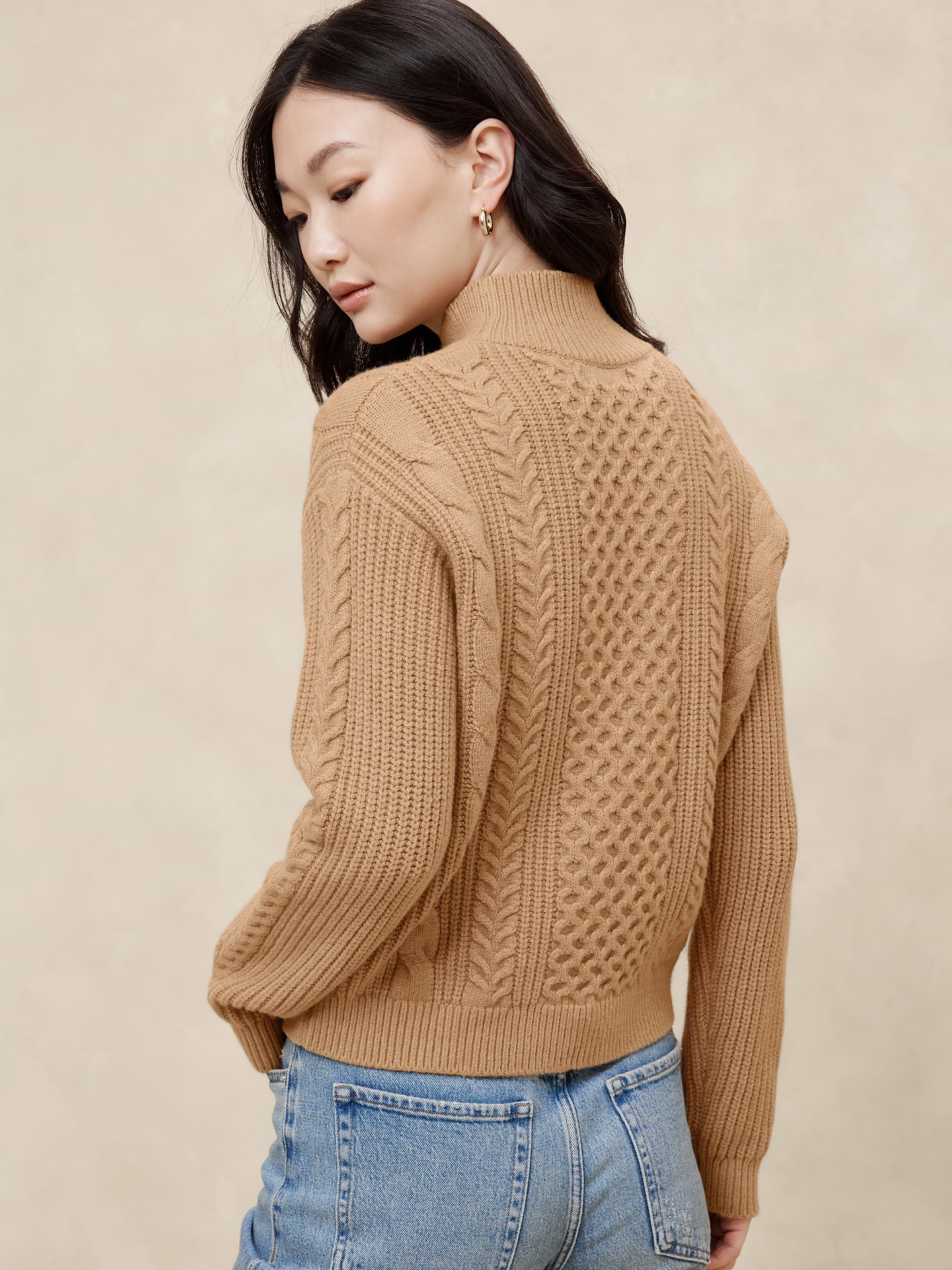 Image 2 of 4, Cable Turtleneck Sweater