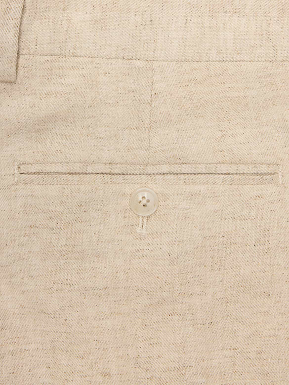 Pantalon de complet en coton et lin à motif de chevrons