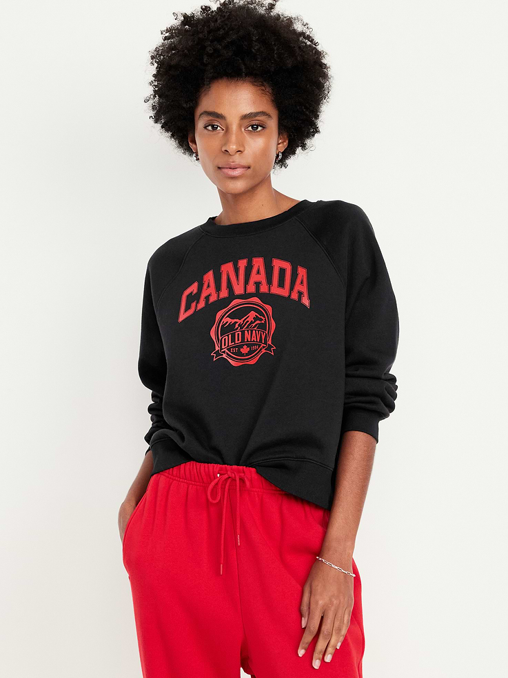 Image 1 of 4, crew neck, long drop-shoulder sleeves, logo graphic, rib-knit trim, pullover style, Product #678881