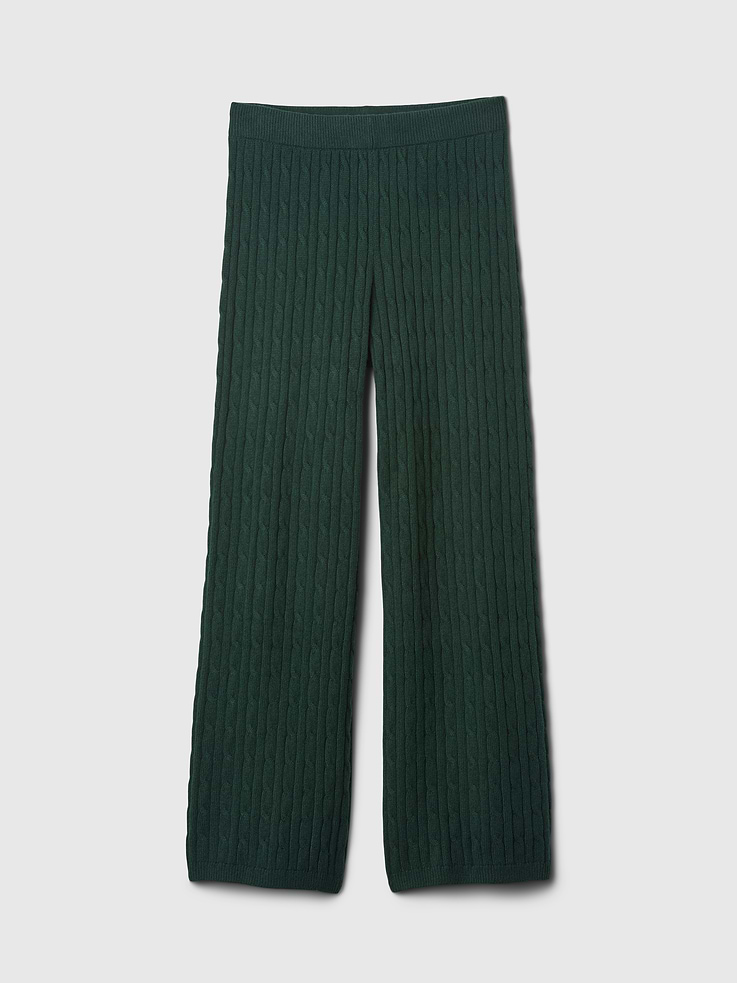 Image number 5 showing, CashSoft Cable-Knit Sweater Pants