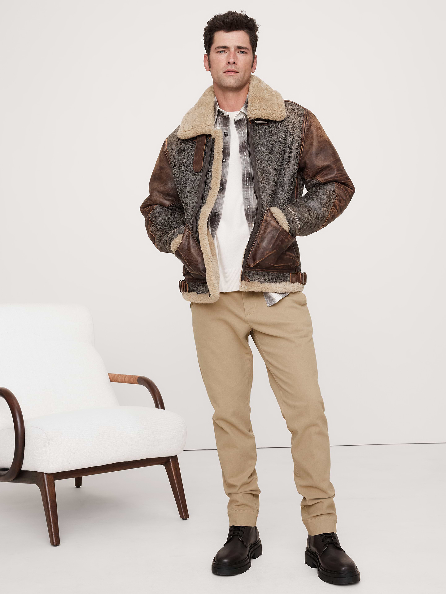 Image number 1 showing, Slim Brushed Stretch Chino