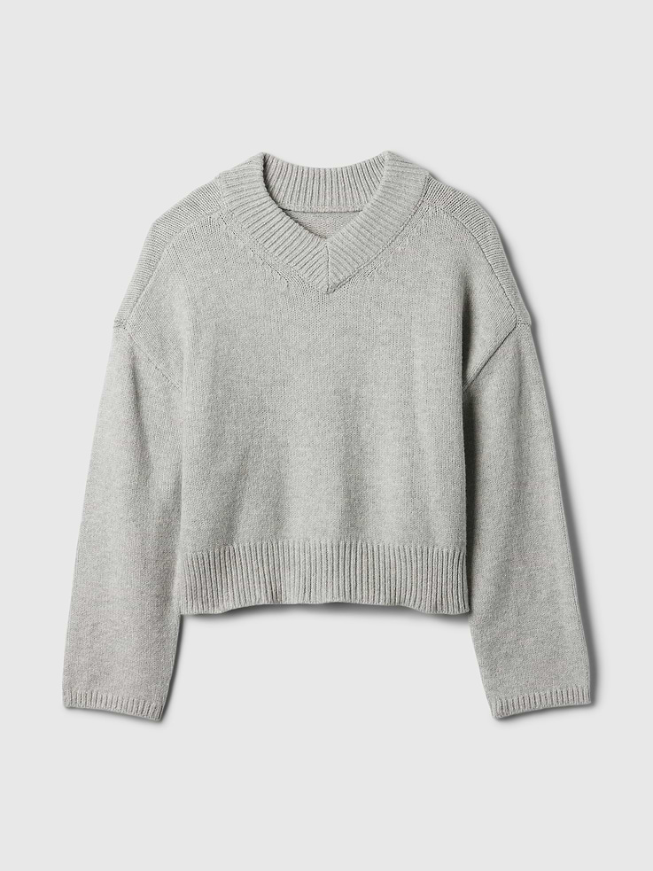 Image number 5 showing, CashSoft Cropped High V-Neck Sweater