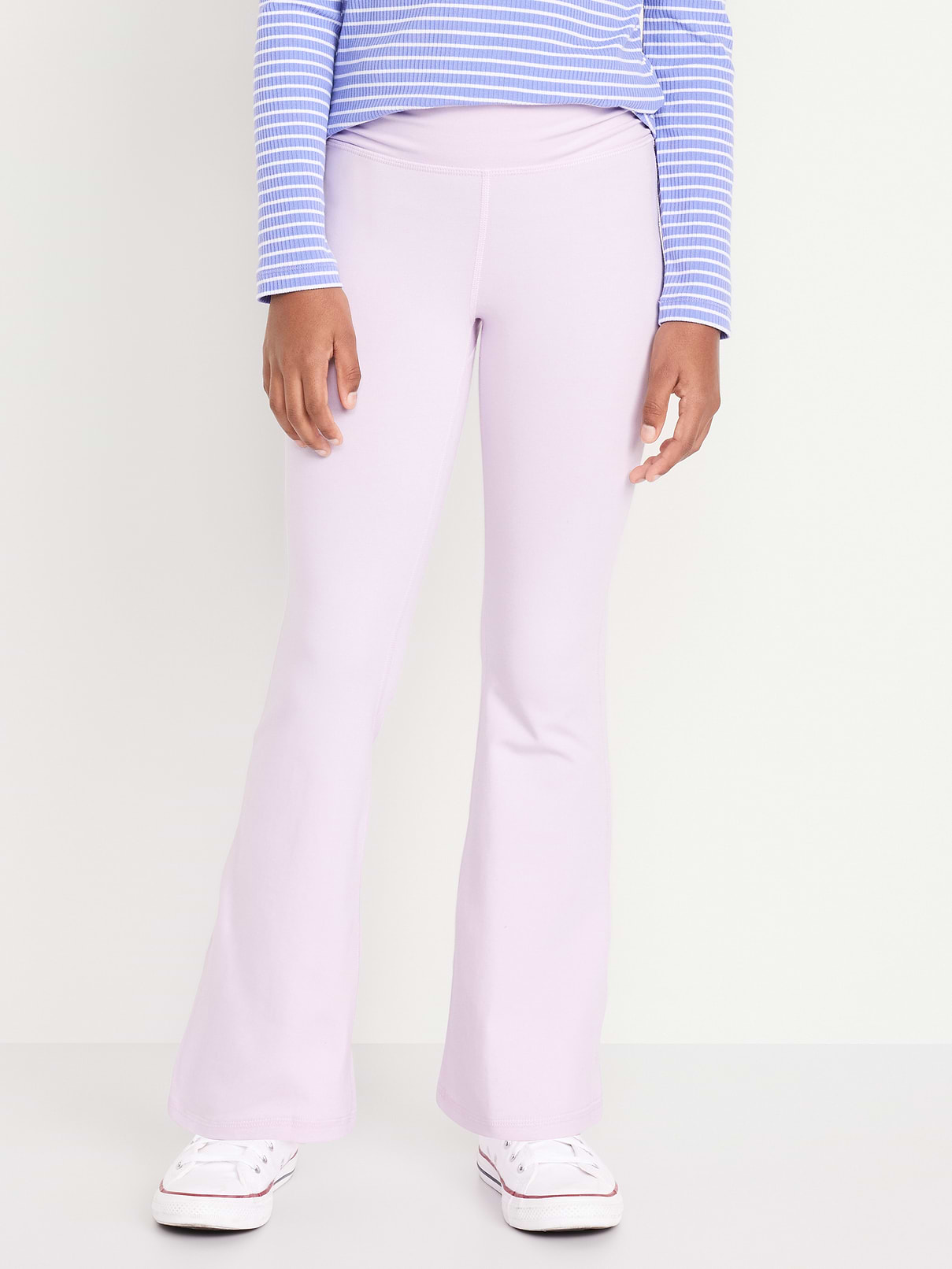 Image number 1 showing, High-Waisted PowerChill Side-Ruched Flared Leggings for Girls