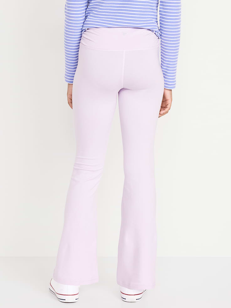 Image 2 of 6, High-Waisted PowerChill Side-Ruched Flared Leggings for Girls
