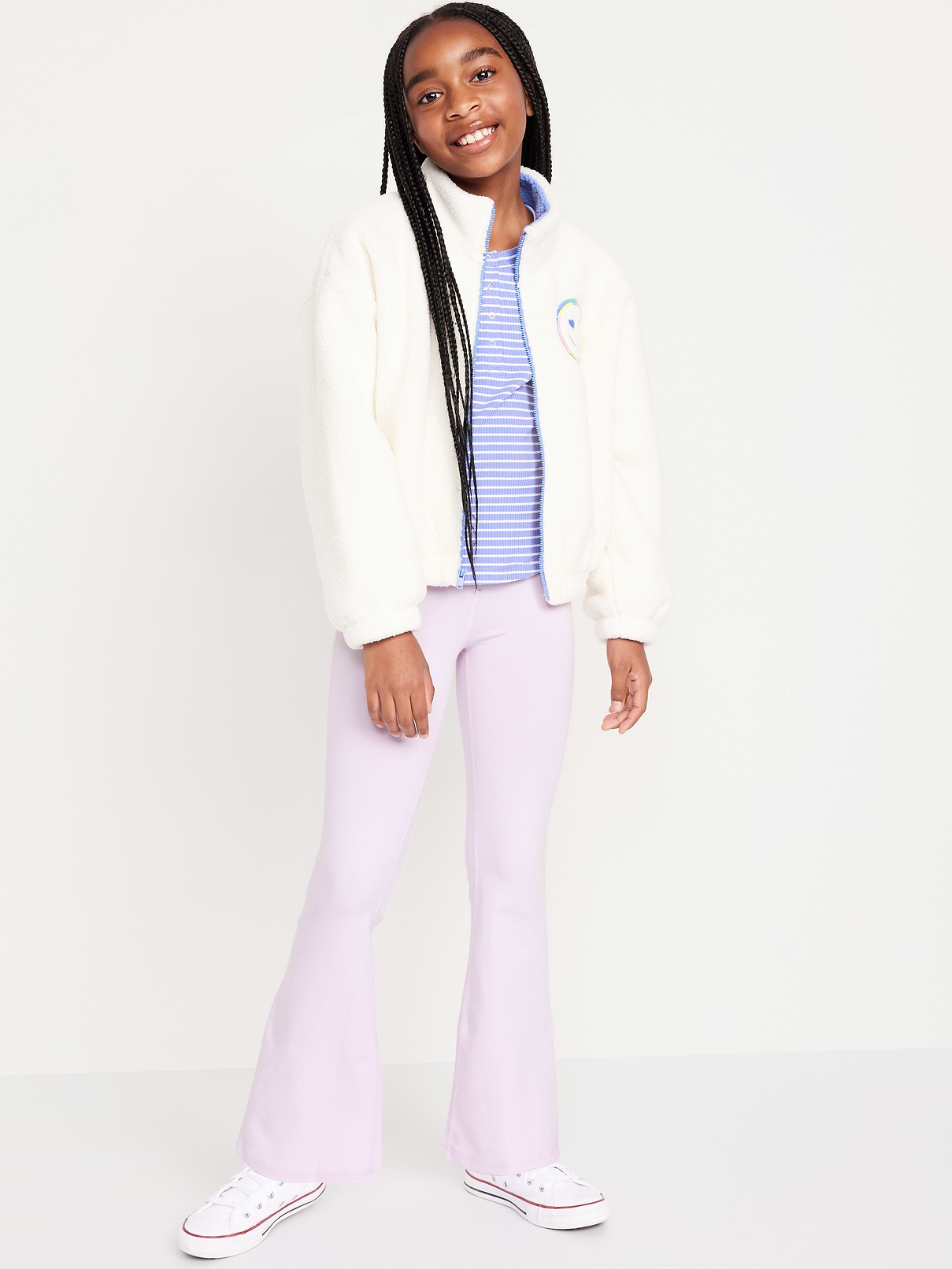 Image number 3 showing, High-Waisted PowerChill Side-Ruched Flared Leggings for Girls