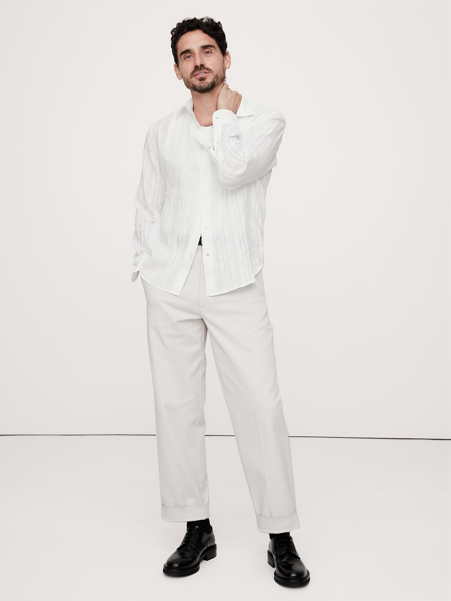 Image number 1 showing, Standard-Fit Linen-Cotton Shirt