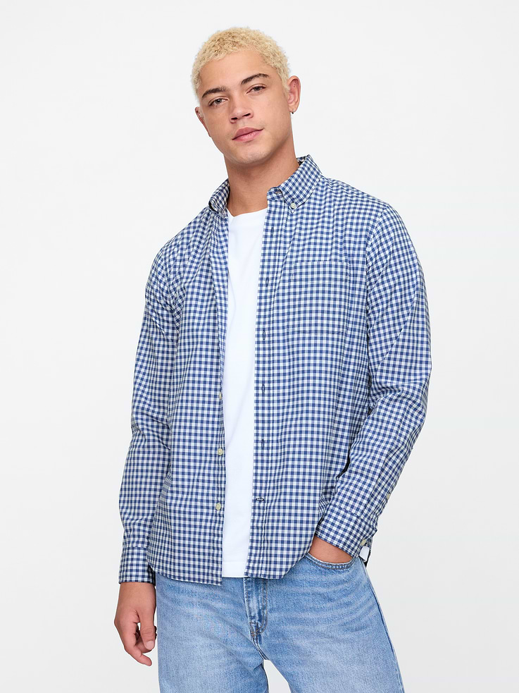 Image number 1 showing, Stretch Poplin Shirt in Standard Fit