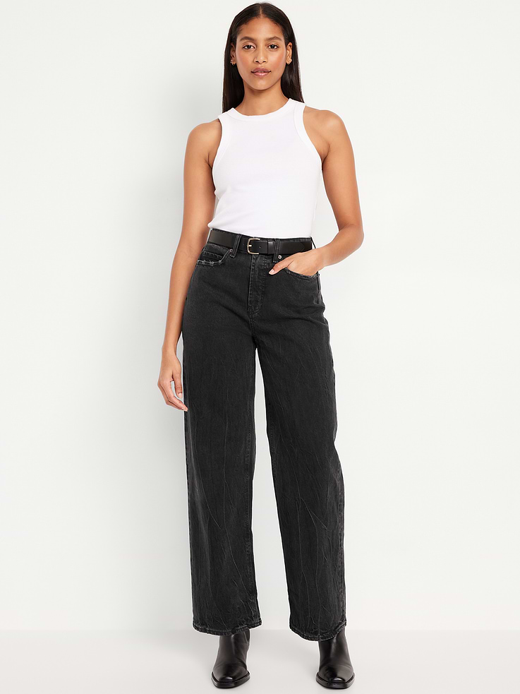 Image number 1 showing, Curvy Extra High-Waisted Wide-Leg Jeans