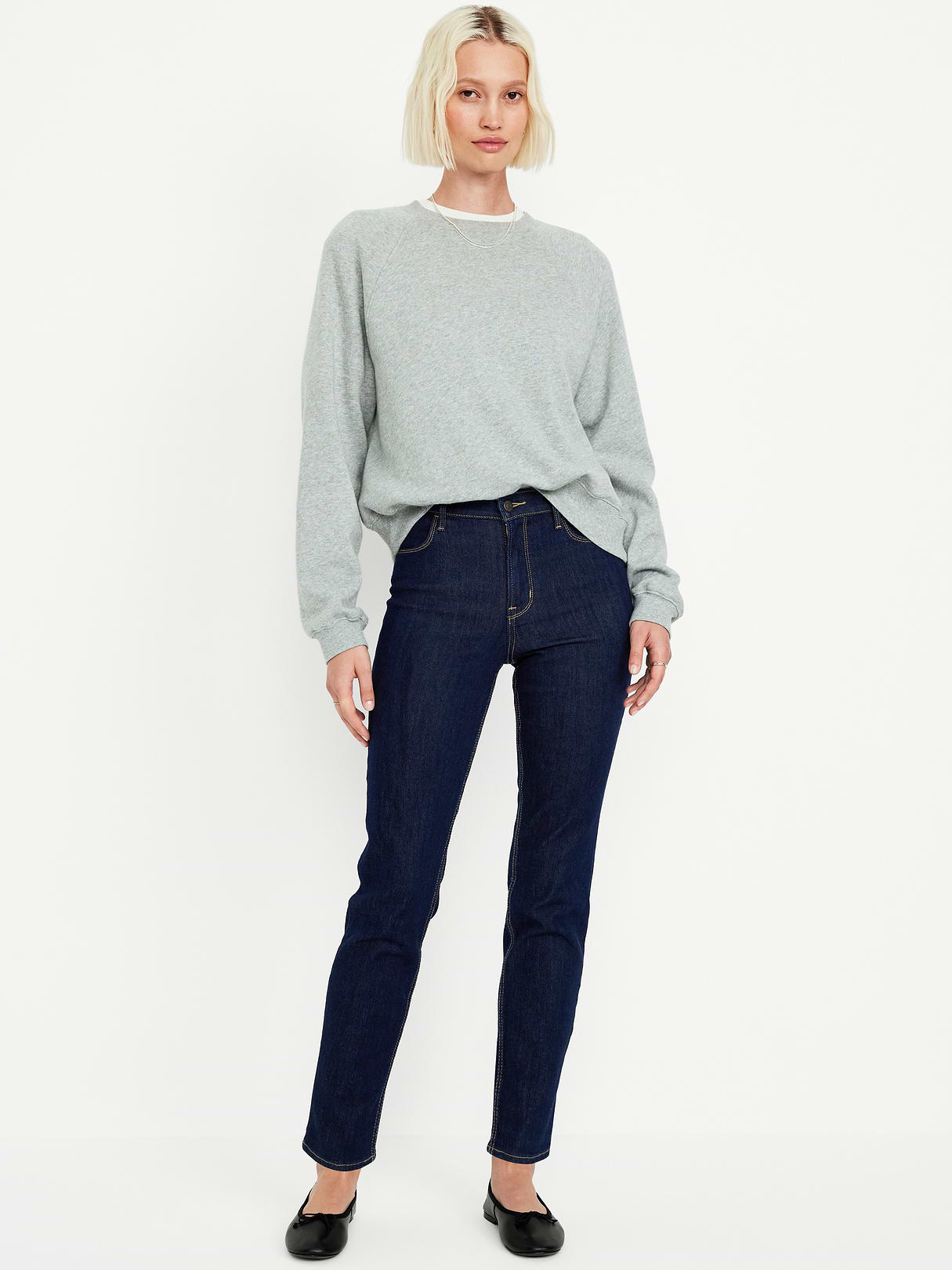 High-Waisted Wow Straight Ankle Jeans - Dark Wash by Old Navy